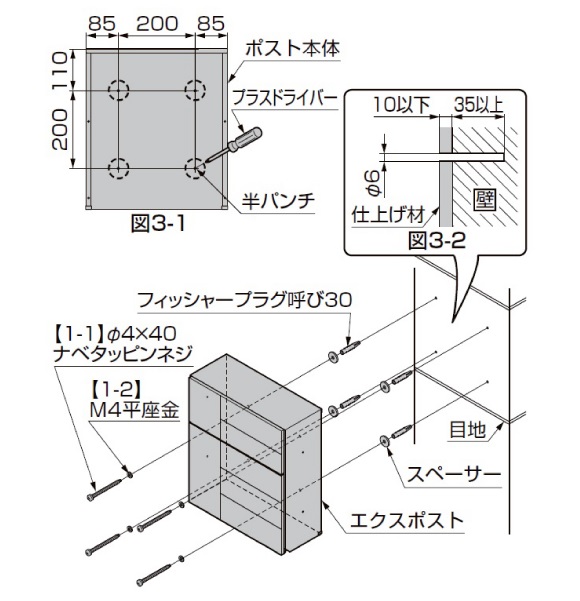 エクスポストグレイス 取り付け方法イラスト